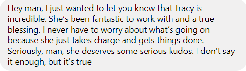 A review from a client that says 