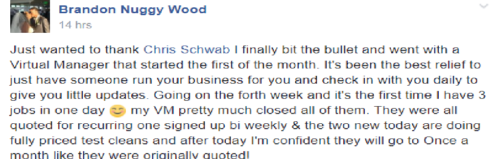 A testimonial from one of our clients, Brandon Nuggy Wood, 