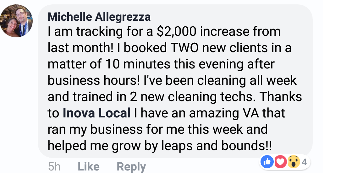 One of our clients, Michelle Allegrezza left a comment in our Facebook page that says 